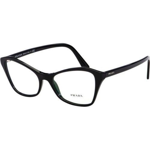 Prada PR11XVF 1AB1O1 53 Cateye Eyeglasses Black Optical Frame