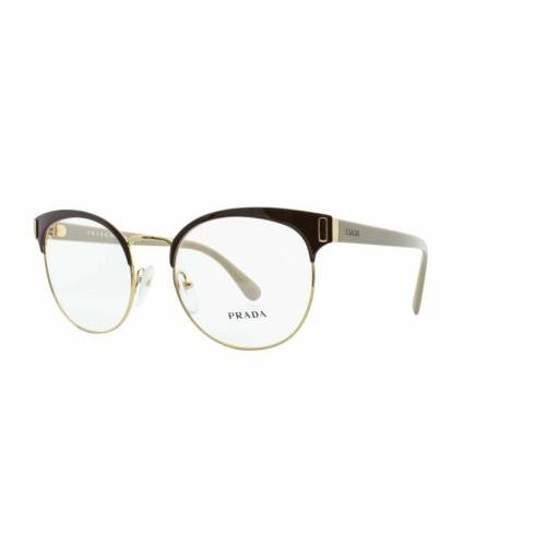 Prada Eyeglasses PR 63TV DH0101 52 Brown Pale Gold Frame 52-19-140