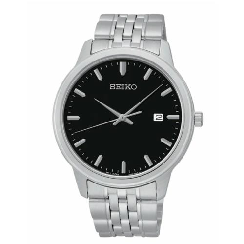 Seiko SUR093 Prime Stainless Steel Bracelet Black Dial Men`s Quartz Analog Watch