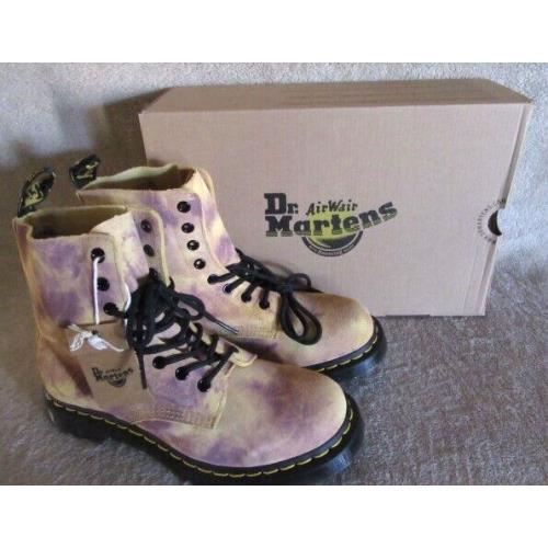 DR Martens 1460 Pascal Burnt Yellow Grunge Tie Dye Boots Shoes US 8 EU 39