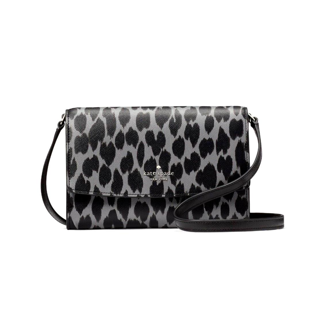New Kate Spade Perry Crossbody Spotted Animal Printed Grey Multi with Dust Bag