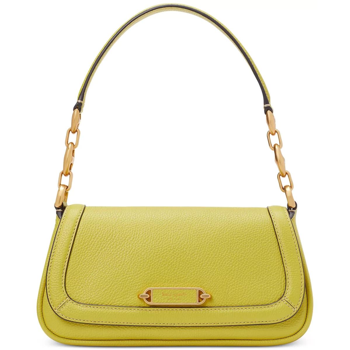 Kate Spade Gramercy Pebbled Leather Medium Flap Shoulder Bag Pear