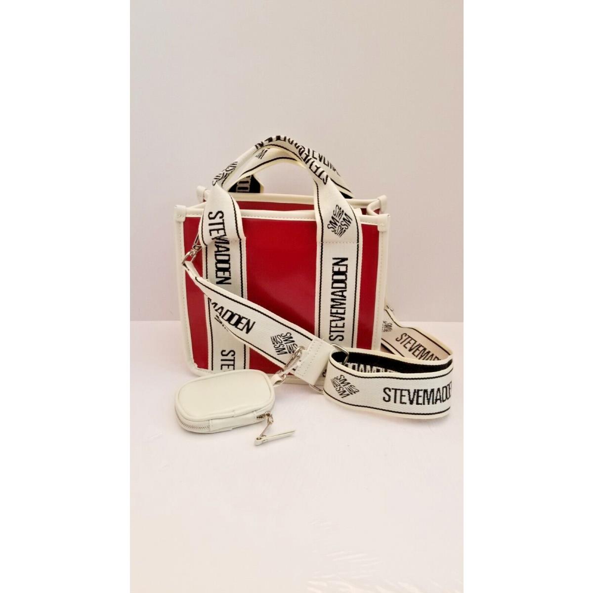 Steve Madden Red White Handbag w/ White Zippered Mini Purse w/ Tags 9