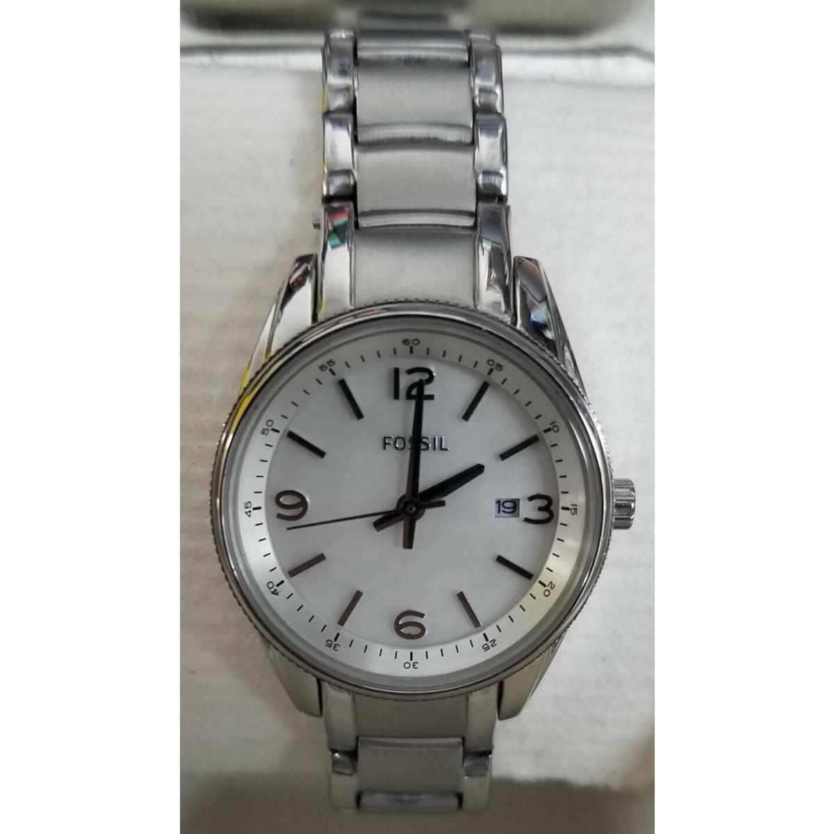 Fossil Mother of Pearl Dial Stainless Steel Bracelet Womens Watch BQ1477IE