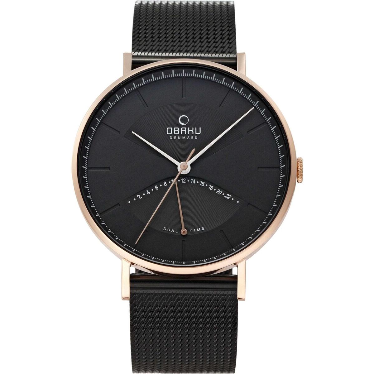 Obaku Men`s Classic Black Dial Watch - V213GUVBMB