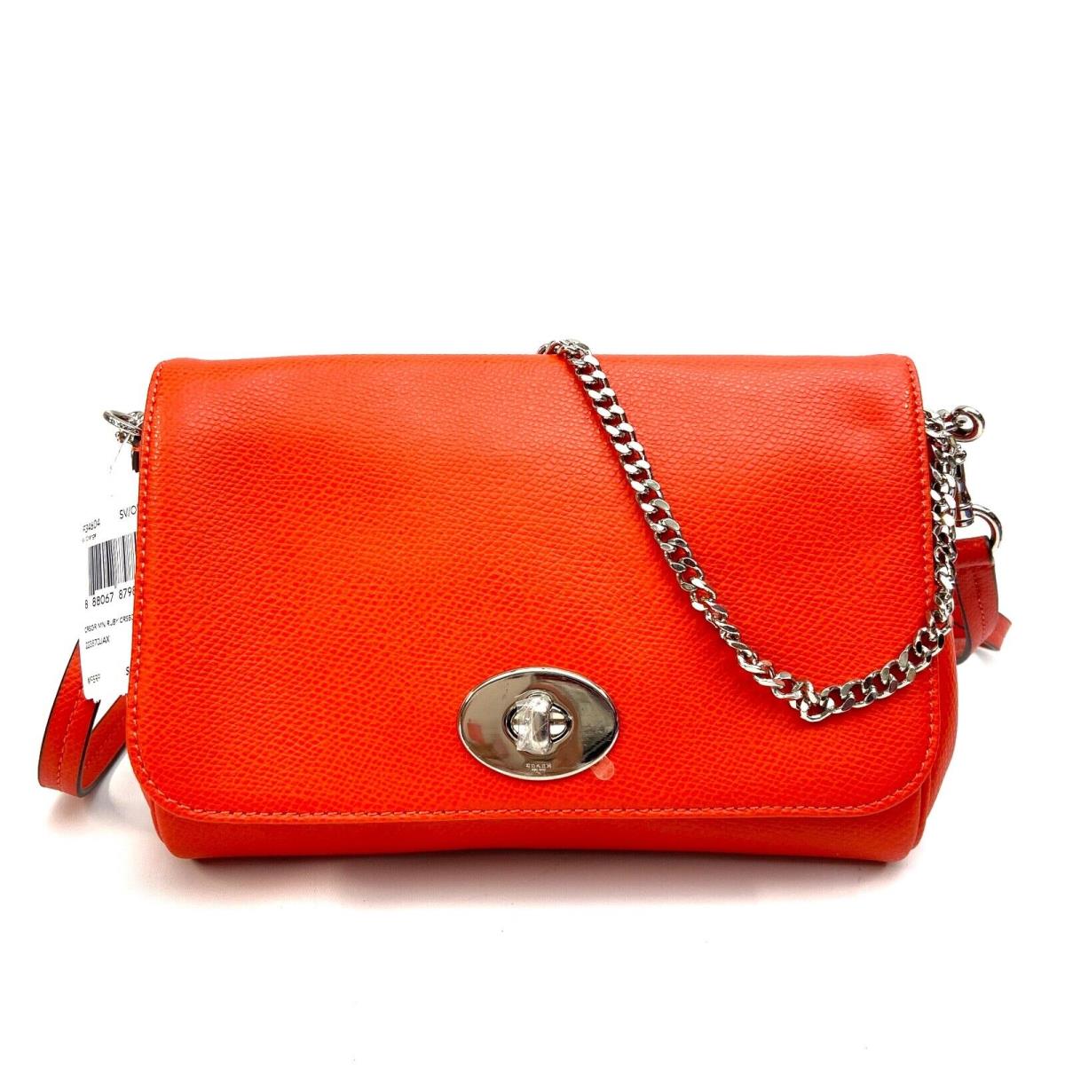 Coach Crossgrain Leather Black Mini Ruby Crossbody/shoulder Bag Orange