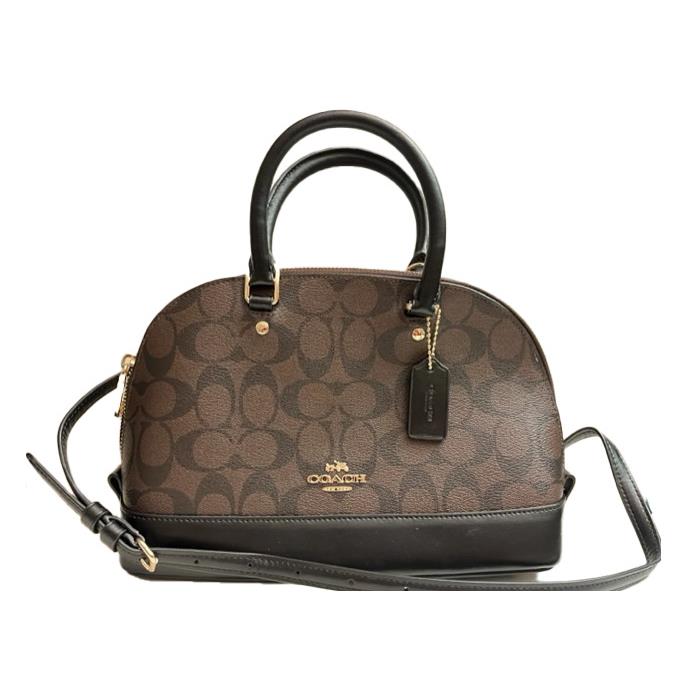 Coach Mini Sierra Satchel in Signature Canvas and Leather Brown/black 58295