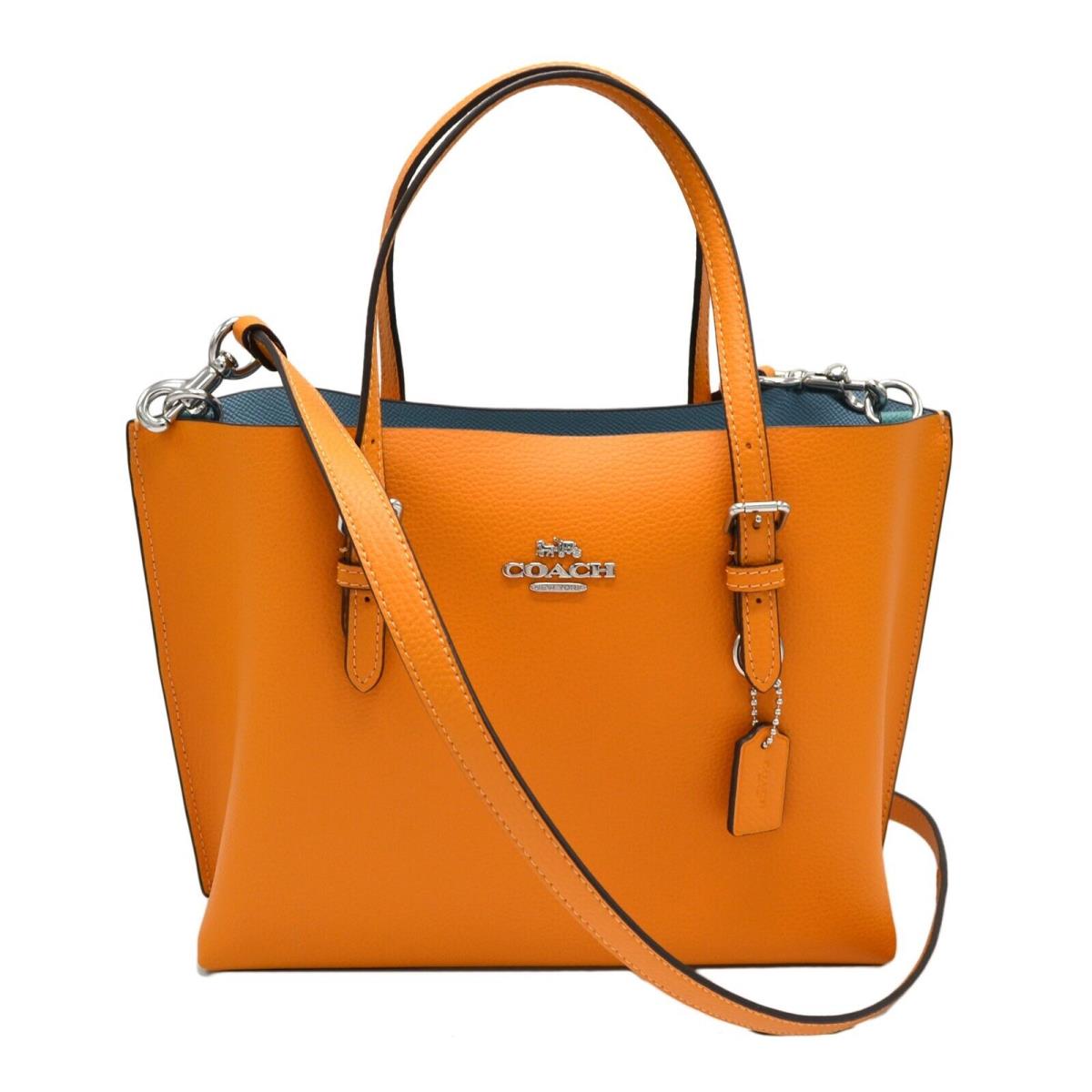 Coach Women`s Mollie Tote 25 Crossbody Purse Logo Bag Leather Handbag Papaya - Silver Hardware, Papaya Exterior