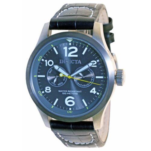 Invicta 14142 Men`s I Force Grey Bezel Grey Dial Leather Strap Quartz Watch