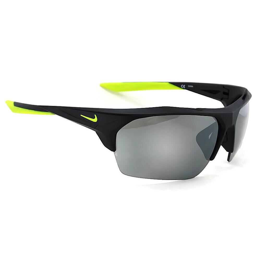 Nike TERMINUS-EV1030-070 Matte Black Sunglasses - Frame: MATTE BLACK, Lens: GREY SILVER FLASH