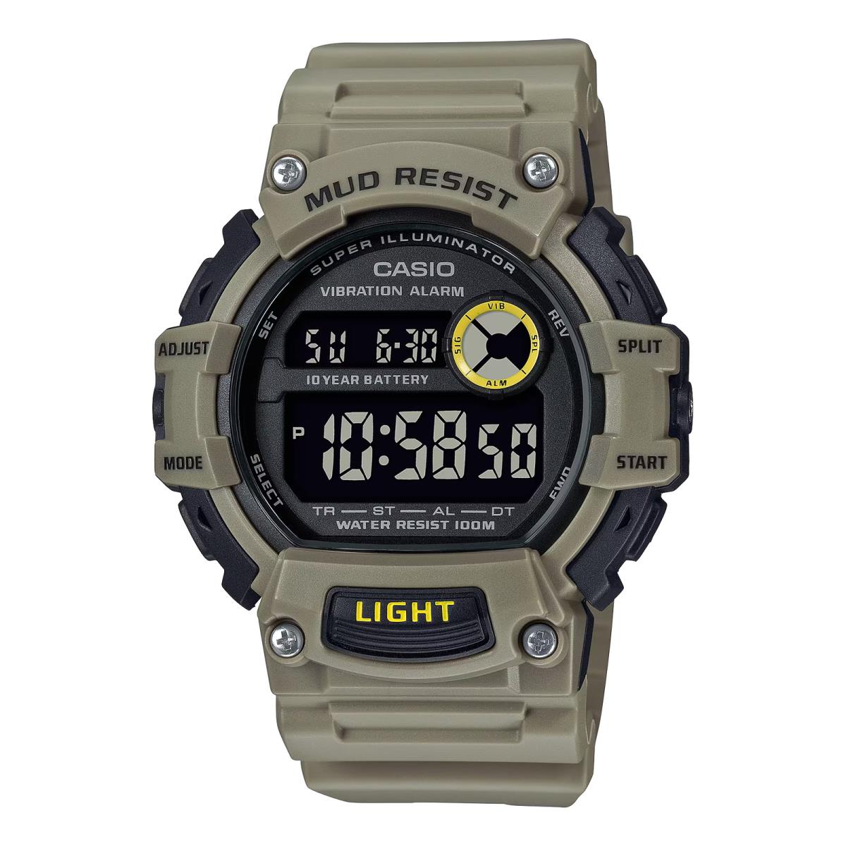 Casio Mud-resistant Digital Watch w/ Vibration Alarm