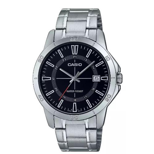 Casio General Black Dial Silver Stainless Steel Strap Men`s Watch MTP-V004D-1C