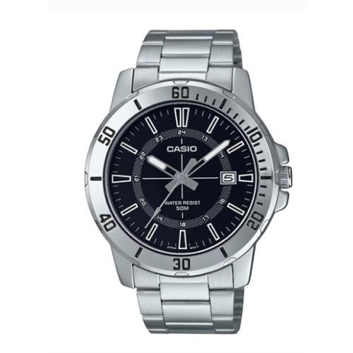 Casio Black Dial Analog Silver Bracelet Quartz Classic MTP-VD01D-1C Men`s Watch