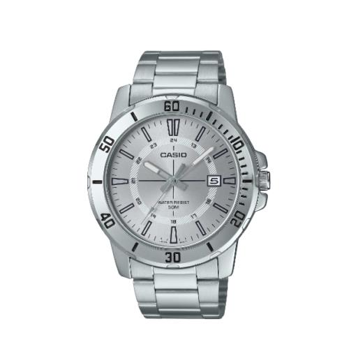 Casio Silver Dial Analog Silver Bracelet Quartz Classic MTP-VD01D-7C Men`s Watch