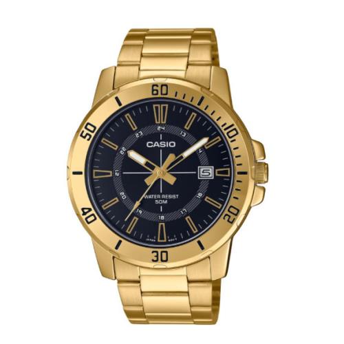 Casio Black Dial Analog Gold Bracelet Quartz Classic Men`s Watch MTP-VD01G-1C