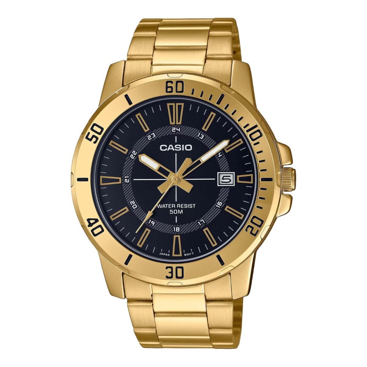 Casio MTP-VD01G-1C Men`s Enticer Gold Tone Black Dial Casual Sporty Watch
