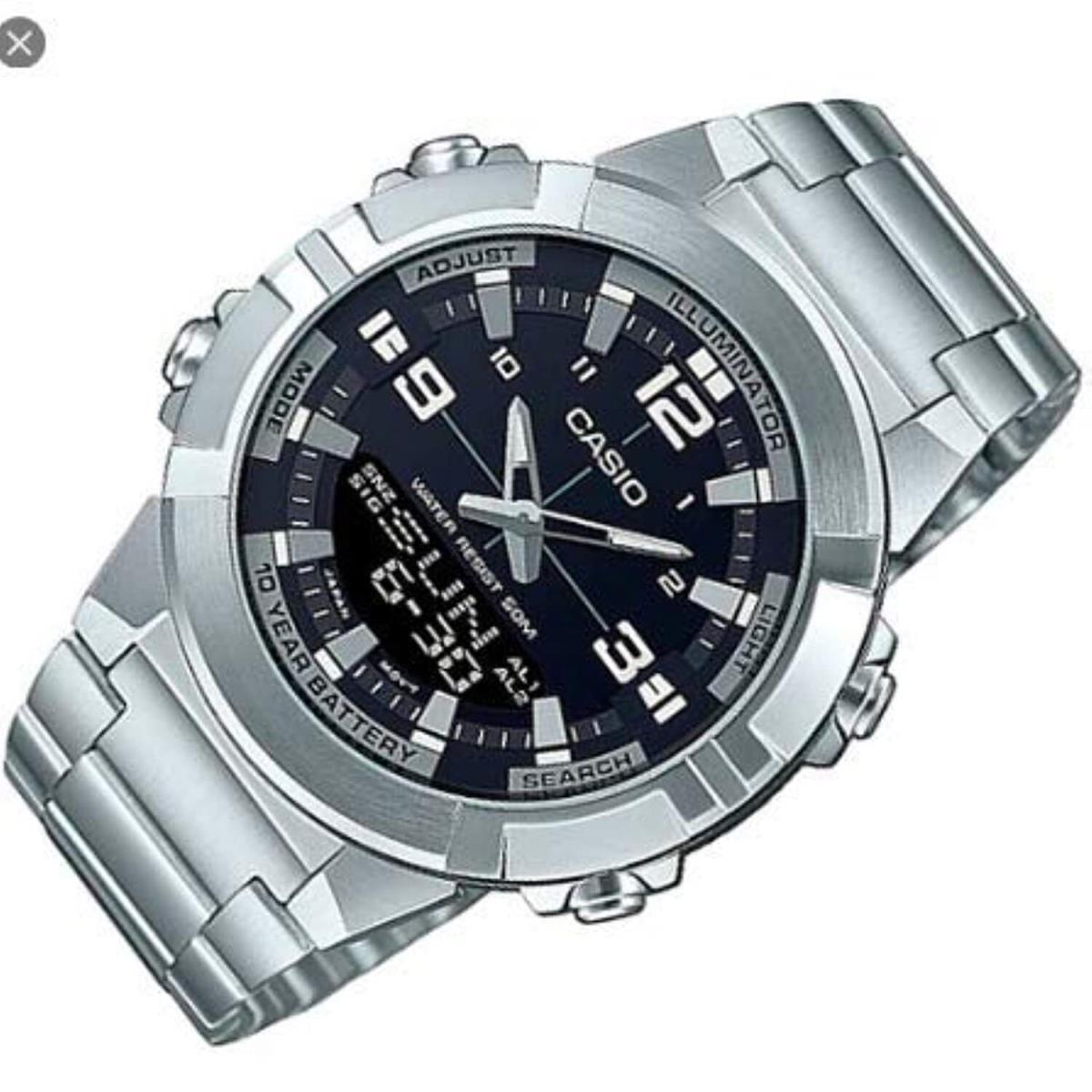 Casio Analog Digital World Time Stainless Steel AMW870D-1A Men`s Watch