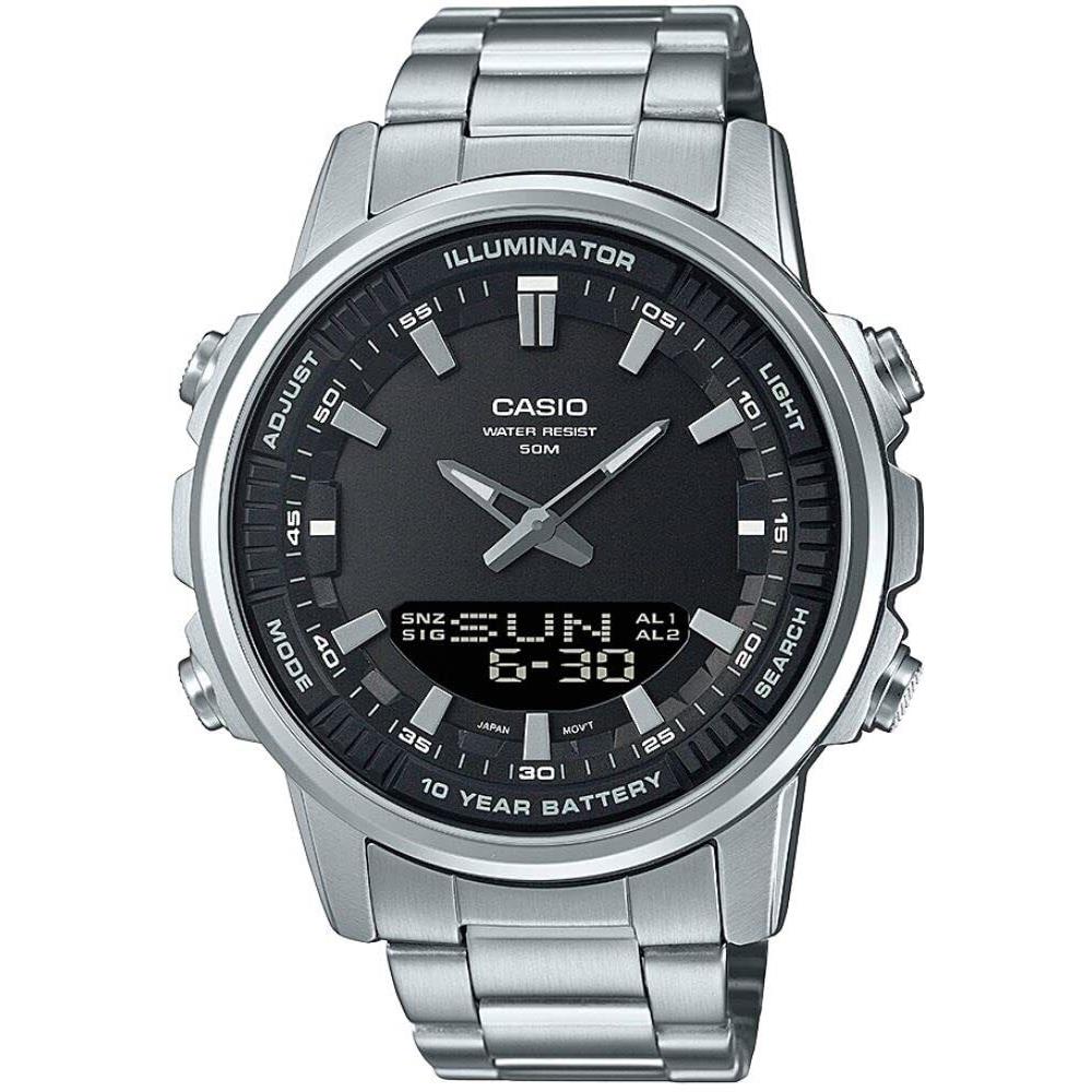 Casio AMW-880D-1A Mens Enticer World Time Telememo Analog Digital Watch White