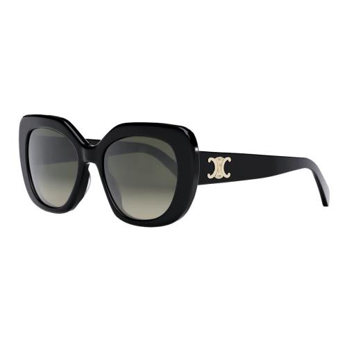 Celine CL40226U 01F Triomphe Oval Women Sunglasses Black Gold Grey