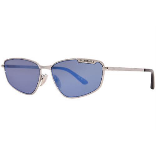 Balenciaga BB0277S 003 Sunglasses Gunmetal/blue Rectangle Shape 60mm