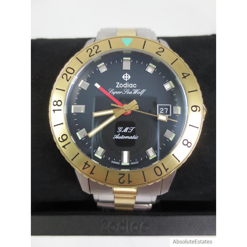 Zodiac Super Sea Wolf Automatic Dual Tone Gmt Men`s Watch ZO9406