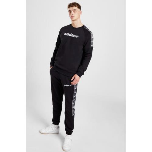 Adidas Originals Logo Tape Fleece Sweatpants Pullover Tracksuit Sz L