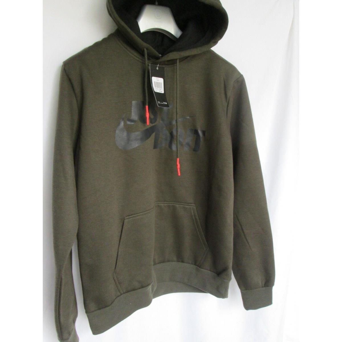 Men`s Nike `just Do It` Olive Green Pullover Hoodie Jacket Size L