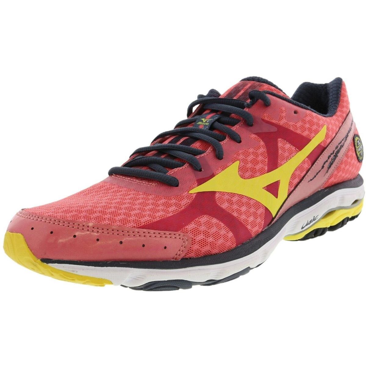 Mizuno Womens Wave Rider 17 Mesh Lace up Running Shoes Pink 9