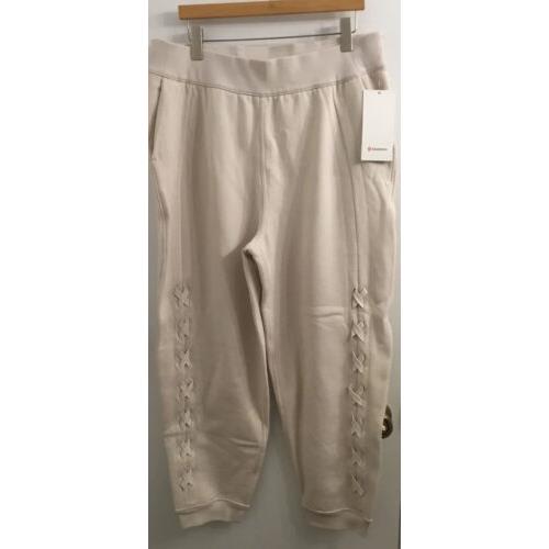Lululemon Braided Detail High Rise Jogger Size 14 White Opal Free Tote