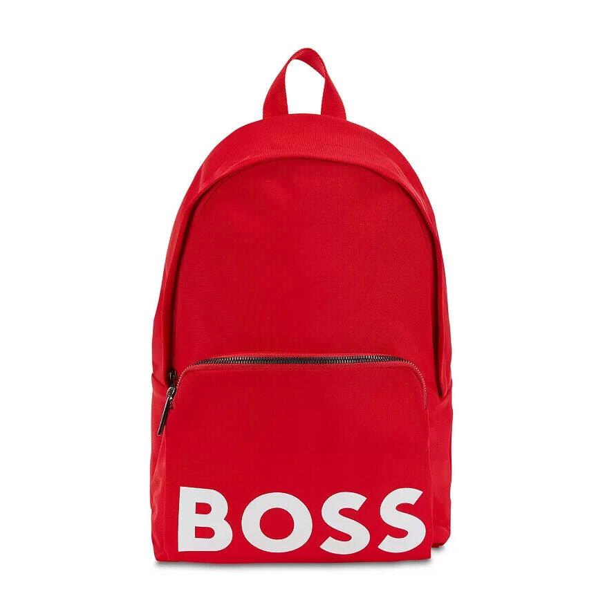 Boss Hugo Boss B8905 Mens Red Nylon Catch Logo Zip Backpack