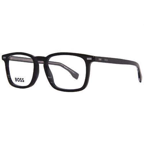 Hugo Boss 1386 0807 Eyeglasses Frame Men`s Black Full Rim Square Shape 51mm
