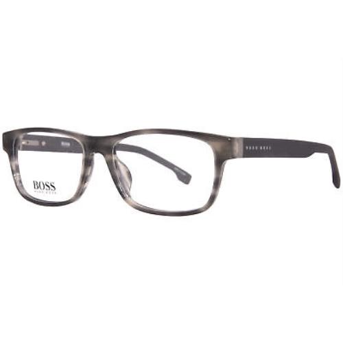 Hugo Boss 1041 02W8 Eyeglasses Frame Men`s Grey Horn Full Rim Square Shape 55mm - Frame: Gray
