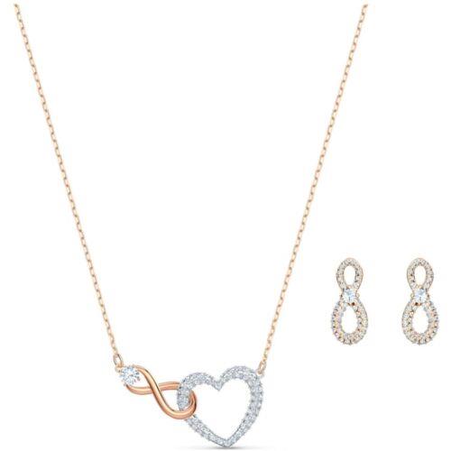 Swarovski Women`s Necklace Set Swarovski Infinity Heart Rose Gold 5521040