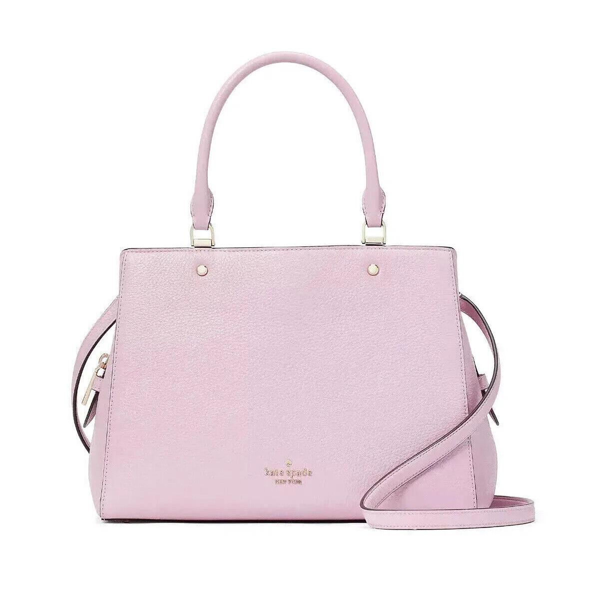 Kate Spade New York Leila Medium Leather Satchel Crossbody Shoulder Bag Quartz Pink