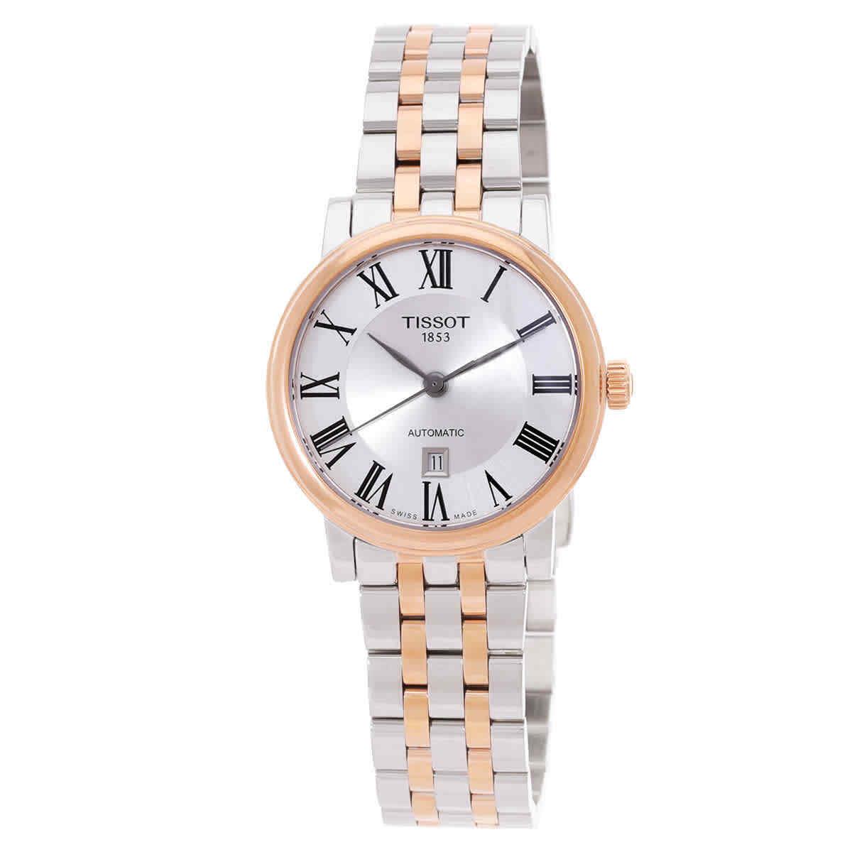 Tissot Carson Automatic Silver Dial Two-tone Ladies Watch T122.207.22.033.00 - Dial: Silver, Band: Silver, Gold, Bezel: Gold