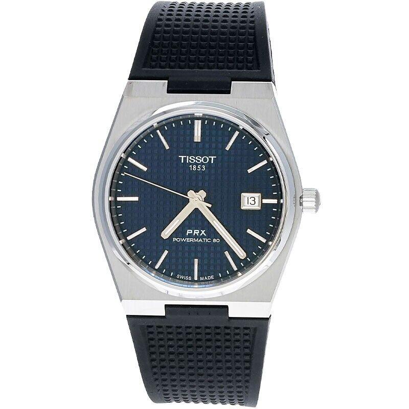 Tissot Prx Powermatic 80 Blue Dial Rubber Strap Men`s Watch T1374071704100