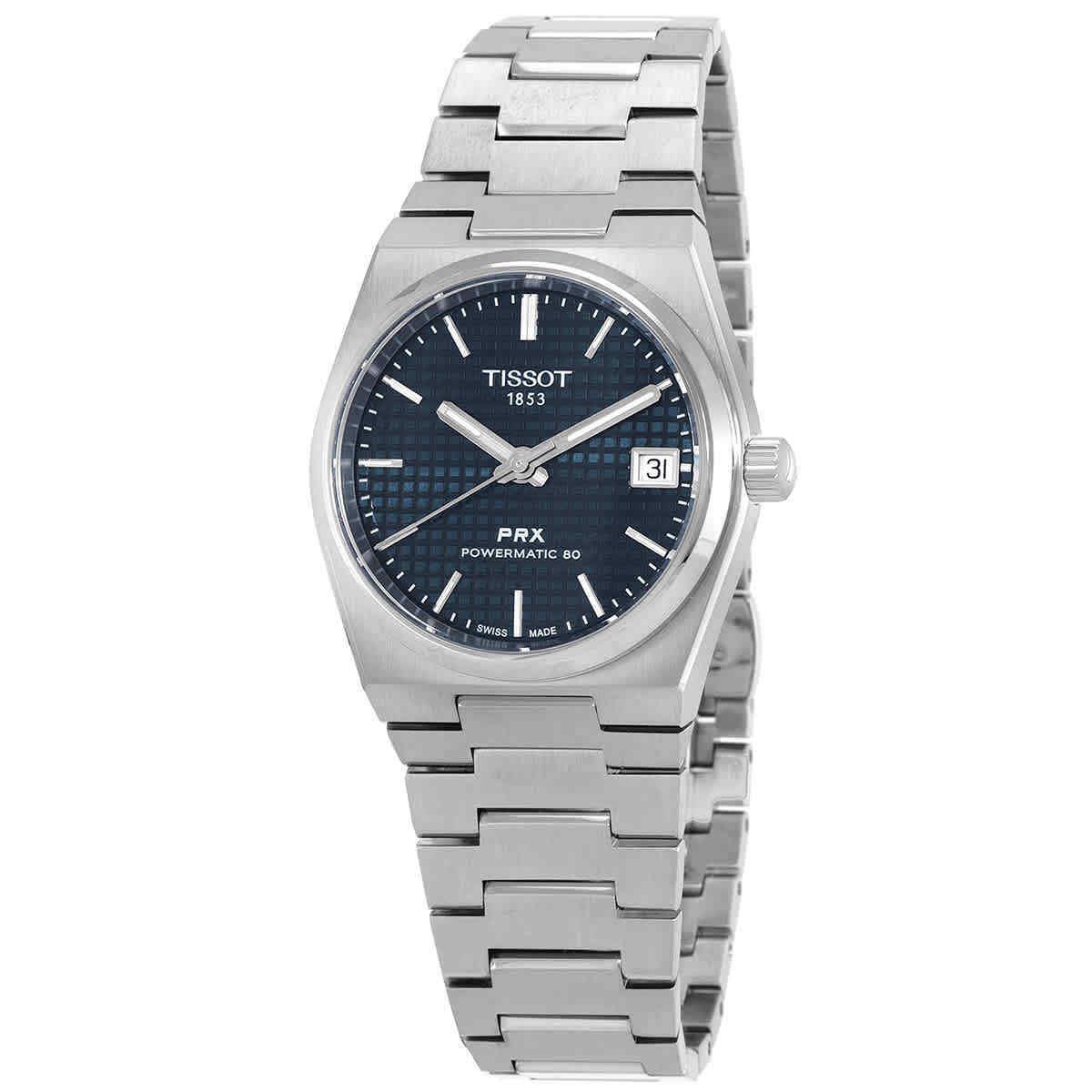 Tissot Prx Automatic 35mm Blue Dial Unisex Watch T1372071104100 - Dial: Blue, Band: Gray, Bezel: Silver