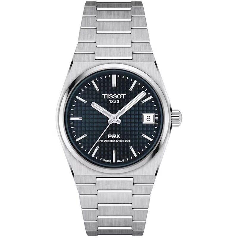 Tissot Prx Powermatic 80 Blue Dial 35mm Steel Unisex Watch T1372071104100 - Dial: Blue, Band: Gray, Bezel: Gray