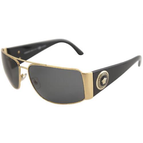 Versace Men`s VE2163 VE/2163 1002/81 Gold/black Wrap Polarized Sunglasses 63mm