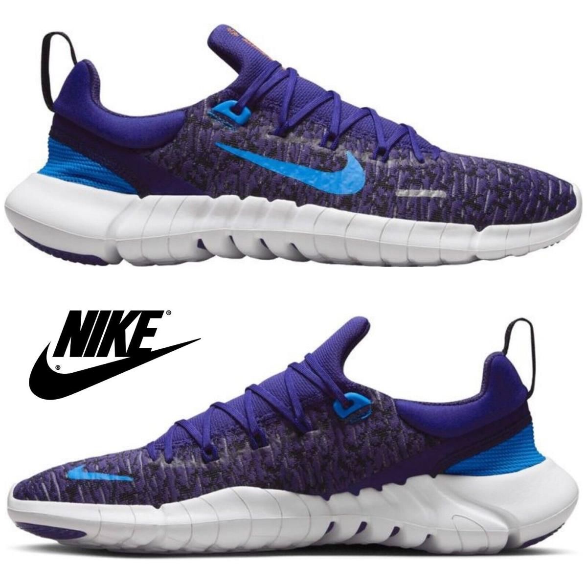 Nike Men`s Free Run 5.0 Running Shoes Training Athletic Sport Casual Sneakers - Blue, Manufacturer: Deep Royal Blue/Photo Blue