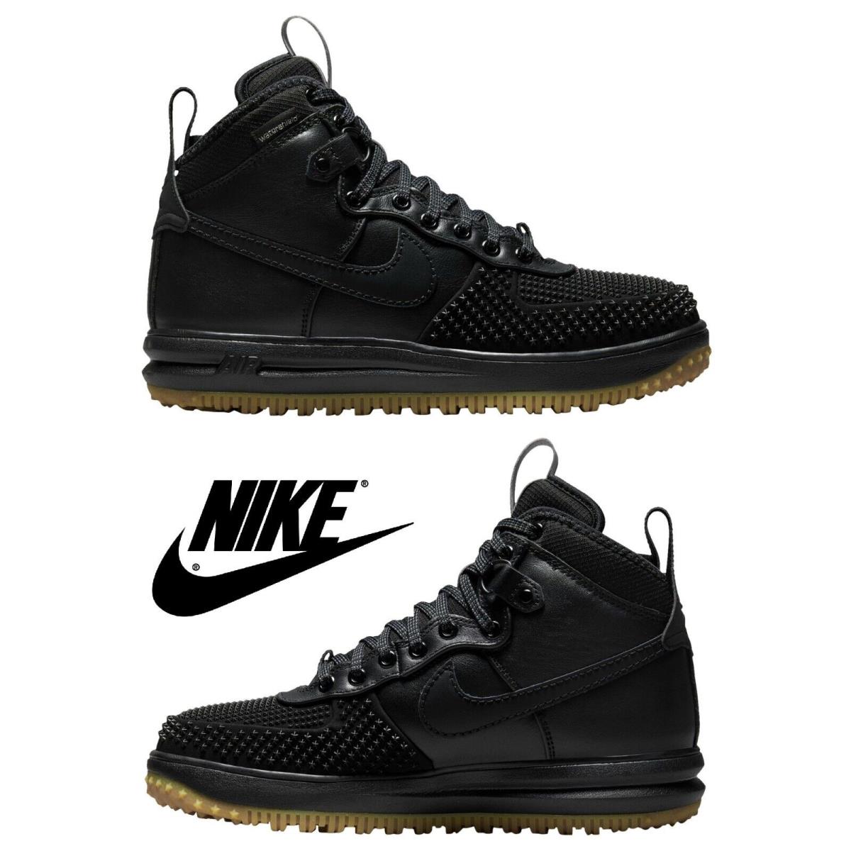 Nike Lunar Force 1 Duckboot Men`s Boots Hiking Water-resistant Leather Shoes - Black, Manufacturer: Black/Metallic Silver/Anthracite