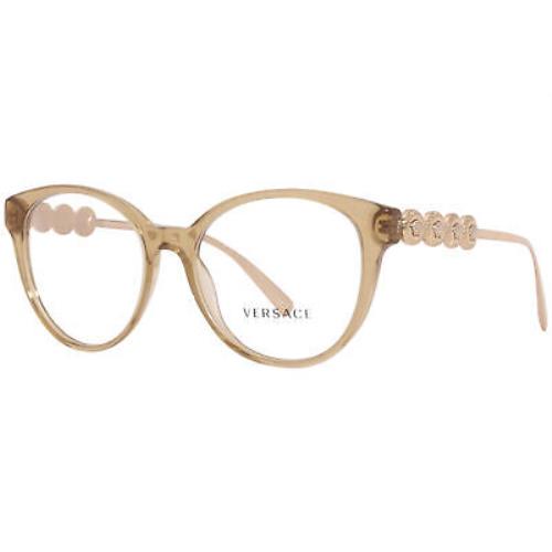 Versace 3278 5326 Eyeglasses Frame Women`s Transparent Brown Full Rim Round 53mm