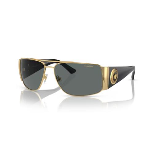 Versace 0VE2163 100281 Gold/grey Polarized 63mm Rectangular Men`s Sunglasses