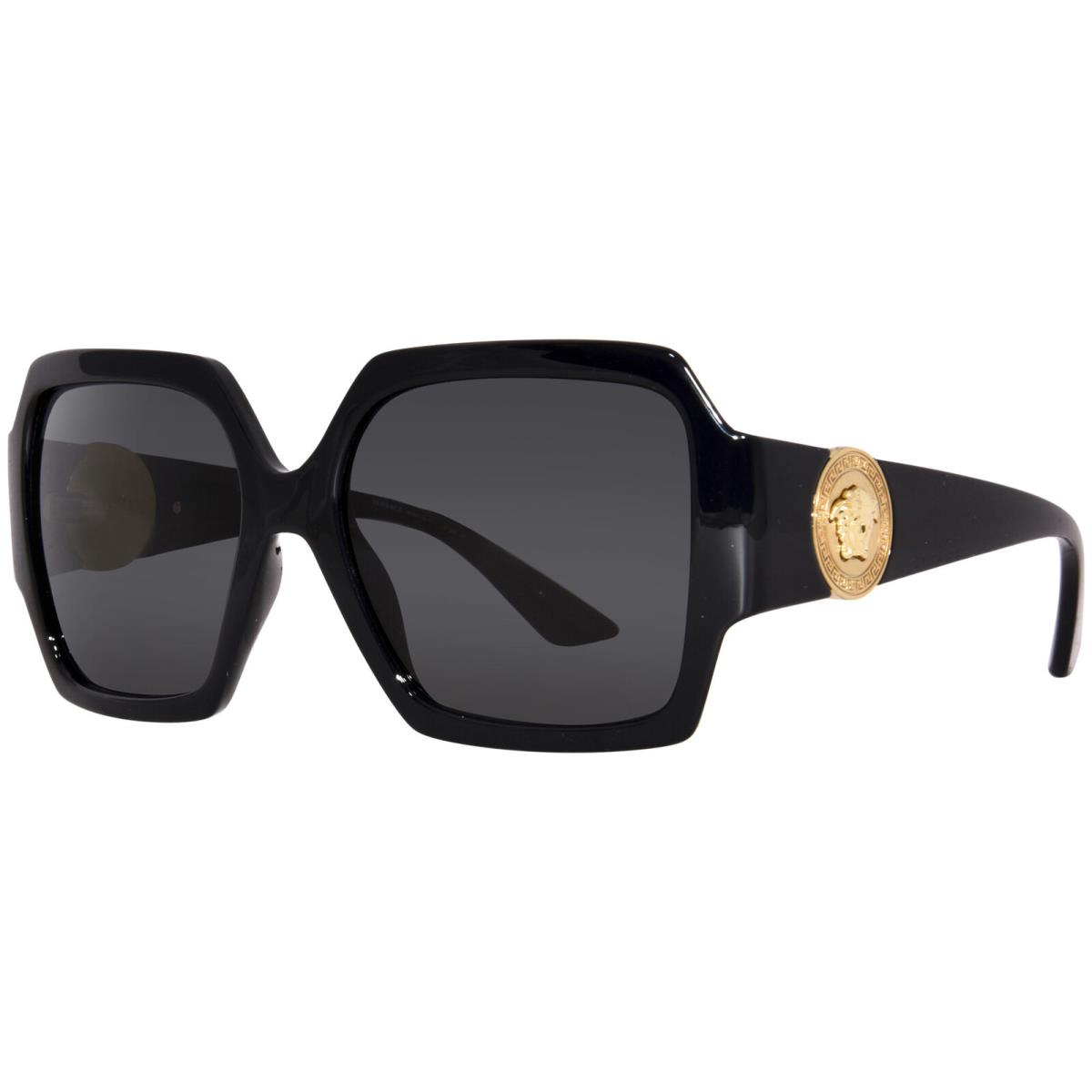 Versace VE4453 GB1/87 Sunglasses Women`s Black/dark Grey Lens Square Shape 56mm