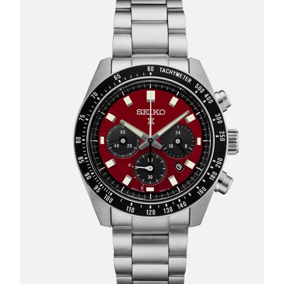 Seiko SSC927 Speedtimer Watch Red Dial Solar Chronograph 100 Meter Special