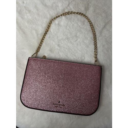 Kate Spade Glimmer Glitter Pochette Chain Bag Clutch Pink