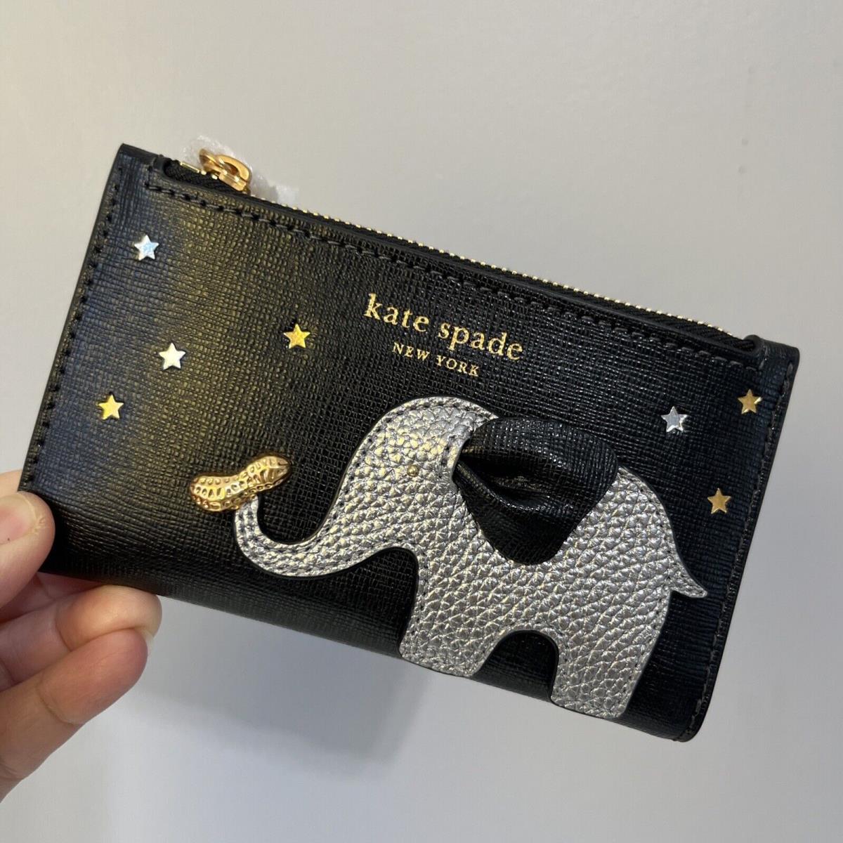 Kate Spade Ellie Embellished Small Slim Bifold Wallet Black Multi