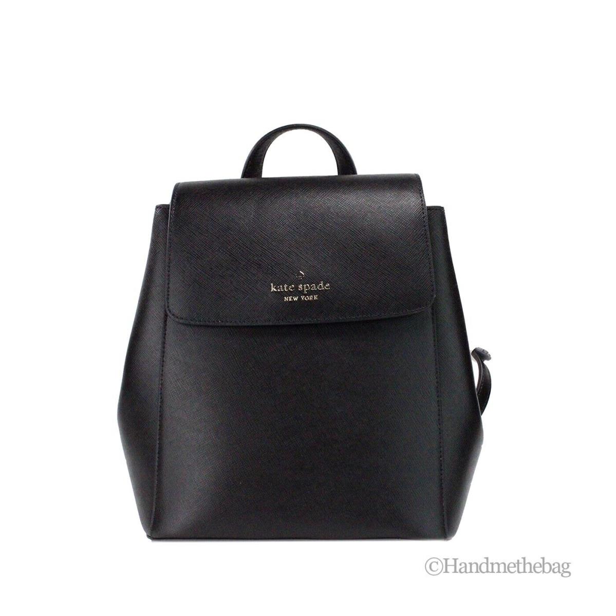Kate Spade Madison Black Saffiano Leather Medium Flap Shoulder Backpack Bag