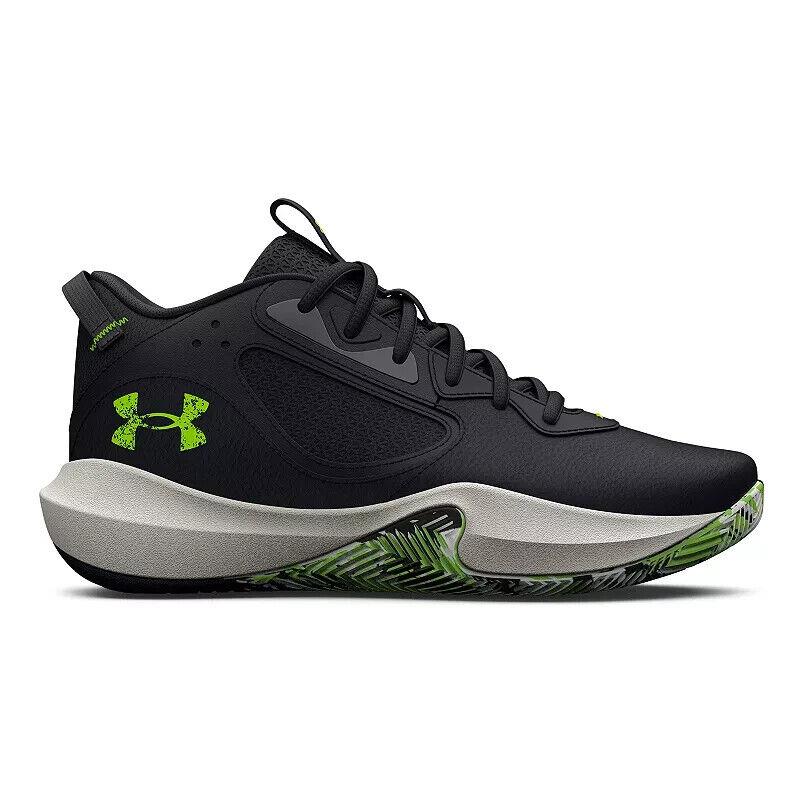 Under Armour Lockdown 6 Unisex Basketball Shoes M 10 W12 Grey Mint Lime