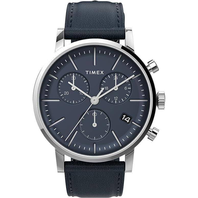 Timex TW2V36800 Men`s Analog Chronograph Watch Blue Leather Strap